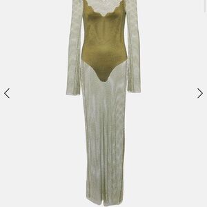 Galván Olive Long Sleeve Mesh Dress